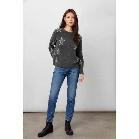 Rails Virgo Charcoal White Stars Cashmere Blend Pulliver Sweater Size XL - Picture 13 of 13